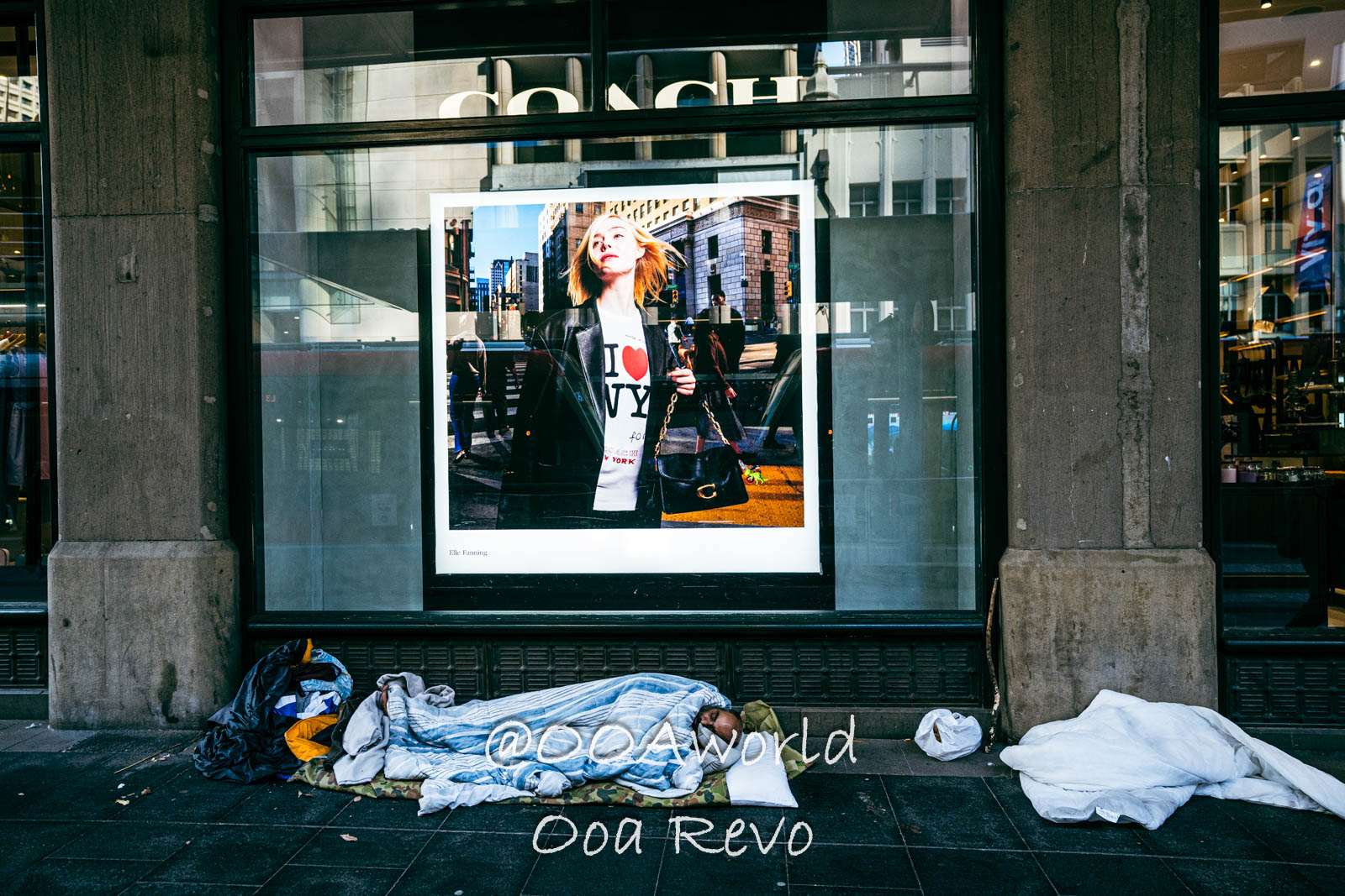 Old Sydney Sydney homeless person sleeping under fashion poster New York Photo OOAworld Old Sydney Sydney homeless person sleeping under fashion poster New York Photo OOAworld