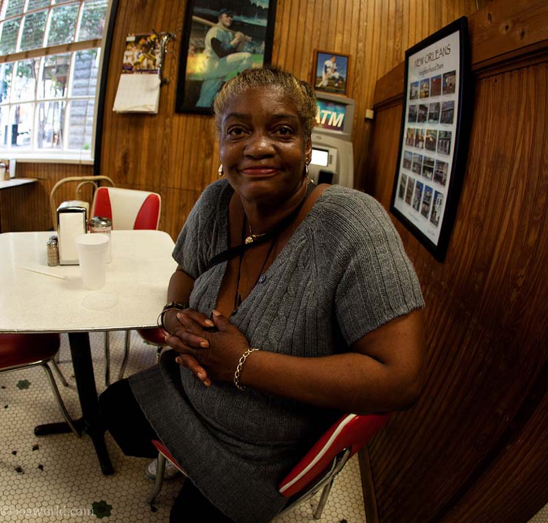 Portrait of a woman in a diner, New Orleans