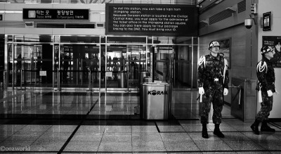 dmz south korea black and white soldier when two will unite photo ooaworld